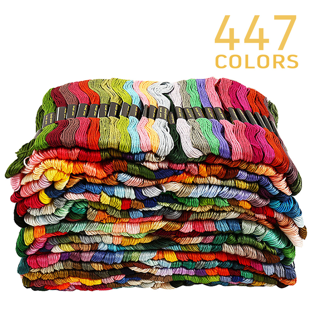 447 Colors Hand Embroidery Floss Cross Stitch Threads Skeins Full Range of Color