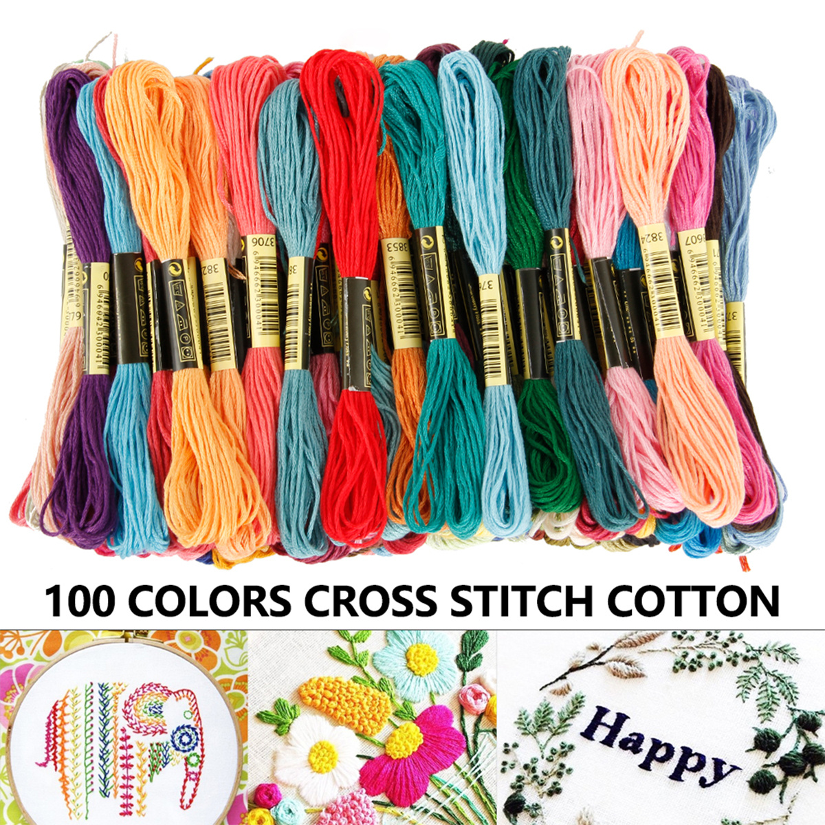 100pcs Embroidery Floss, Cotton Cross Stitch Threads, Friendship Bracelets  String-Mercerized Crafts Floss For Cross Stitch Handmade Embroidery String