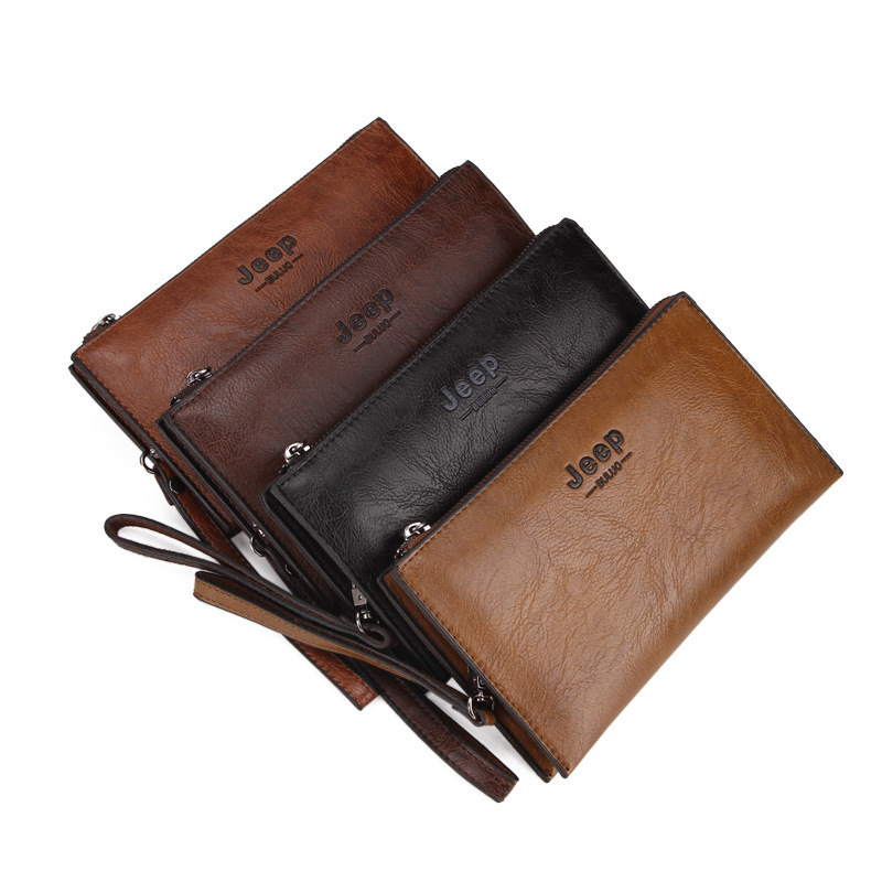 JEEP BULUO Brand PU Leather Clutch Bag In Three Colors, New Style Men's  Wallet, Long Card Bag, Men's Wallet, Zipper, Large Capac