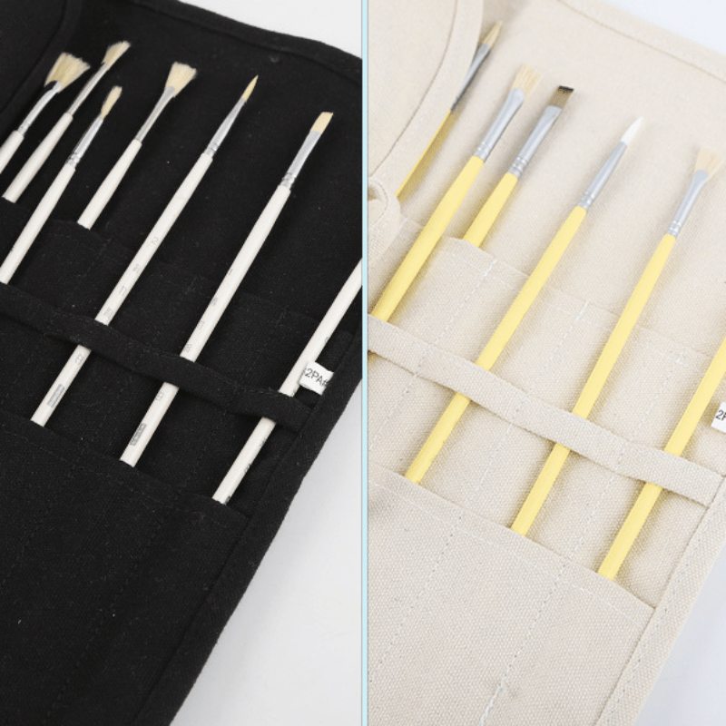 Canvas Paintbrush Case, Multi-Colored Paintbrush Roll (20 Pokcets & Elastic  Band) - 16OZ Waxed Canvas Art Brush Holder, Paintbrush Storage, 17W x