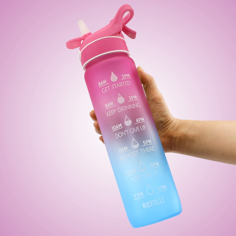 Gradient Color Spray Water Bottle, Portable Leakproof Water Cup With Straw,  Suitable For Outdoor Sports, Travel, Fitness - Temu United Arab Emirates