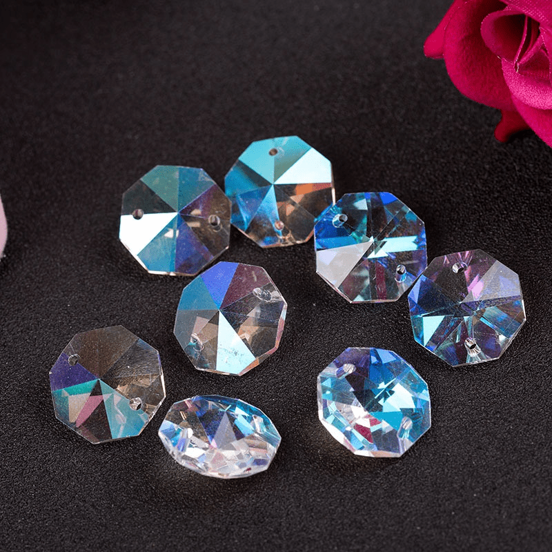 100pcs triangle shape 14mm gem stones sew on crystals light purple