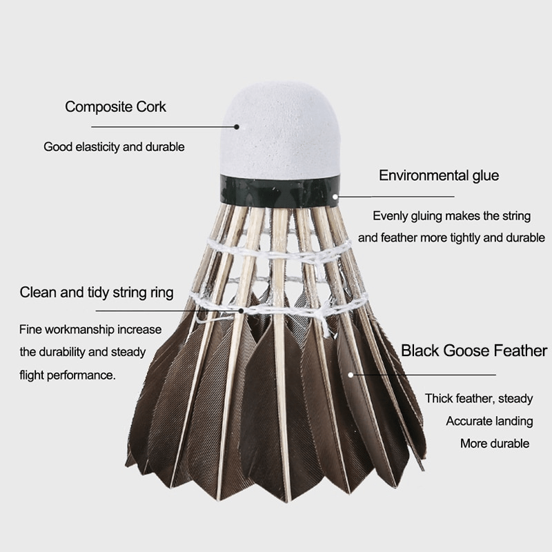 12pcs Premium Black Goose Feather Badminton Shuttlecocks for Professional Training 77 76 Speed Durable and Accurate Flight Path