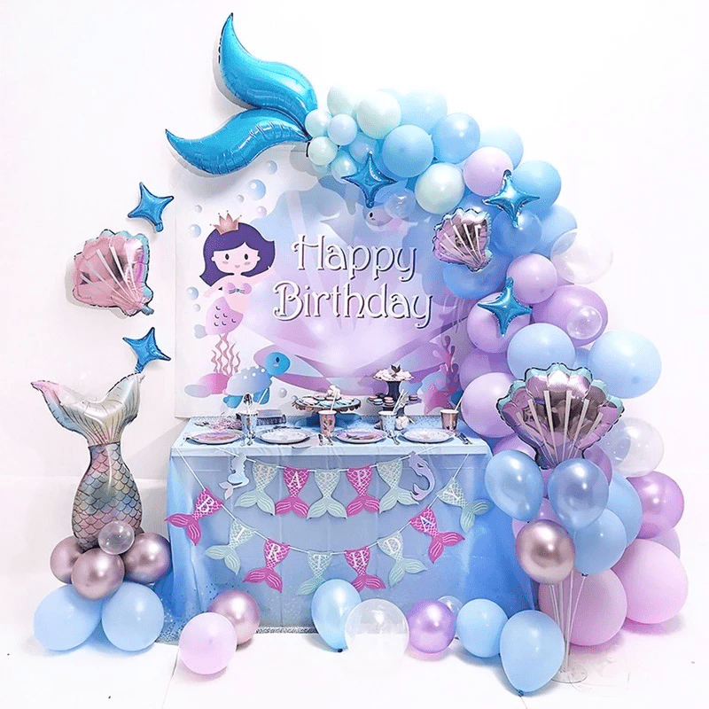 111pcs Mermaid Series Latex Balloon Chain Set Birthday Party - Temu Canada