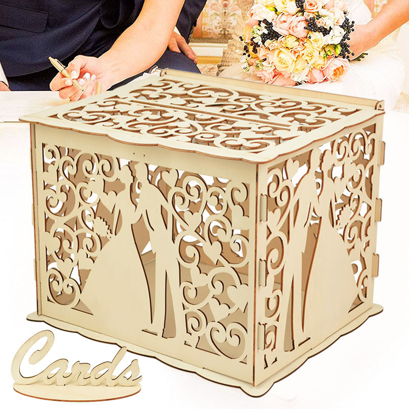 10 Styles Rustic Wooden Wedding Card Box Wedding Money Box DIY