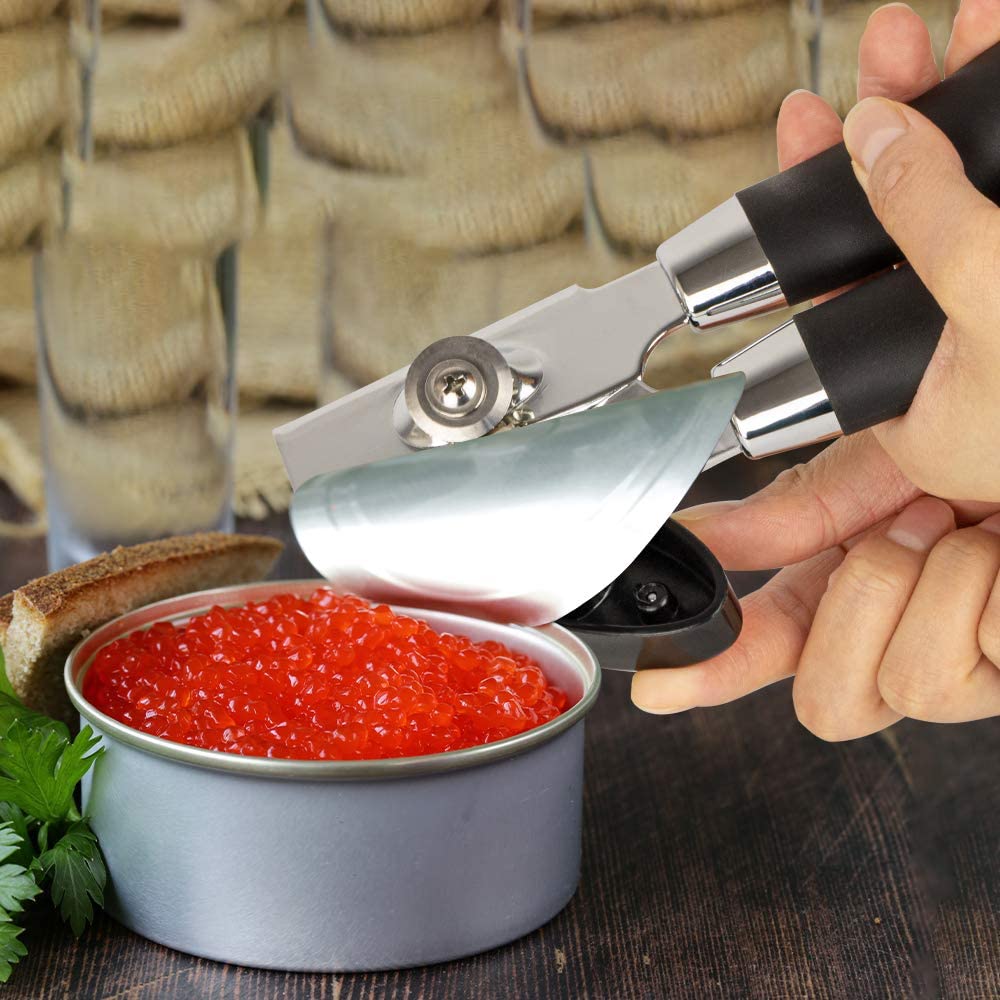 Ergonomic Stainless Steel Can Opener - Easy Side Cut Manual Can