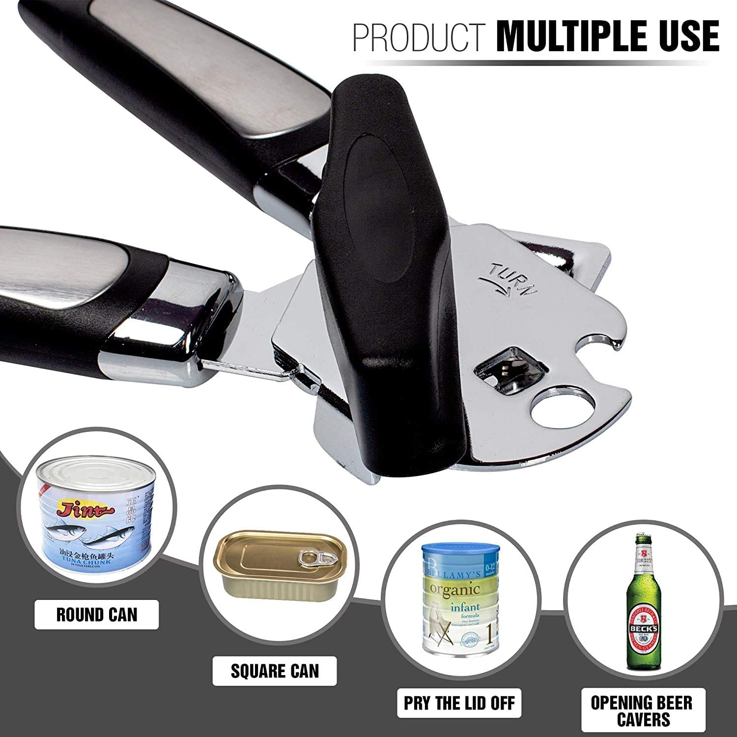 2Pcs Can Opener Manual, Can Opener Manual Smooth Edge,Manual Can Opener  Heavy Duty,Good Grips Can Openers for Seniors,Best Hand Can Opener,Home