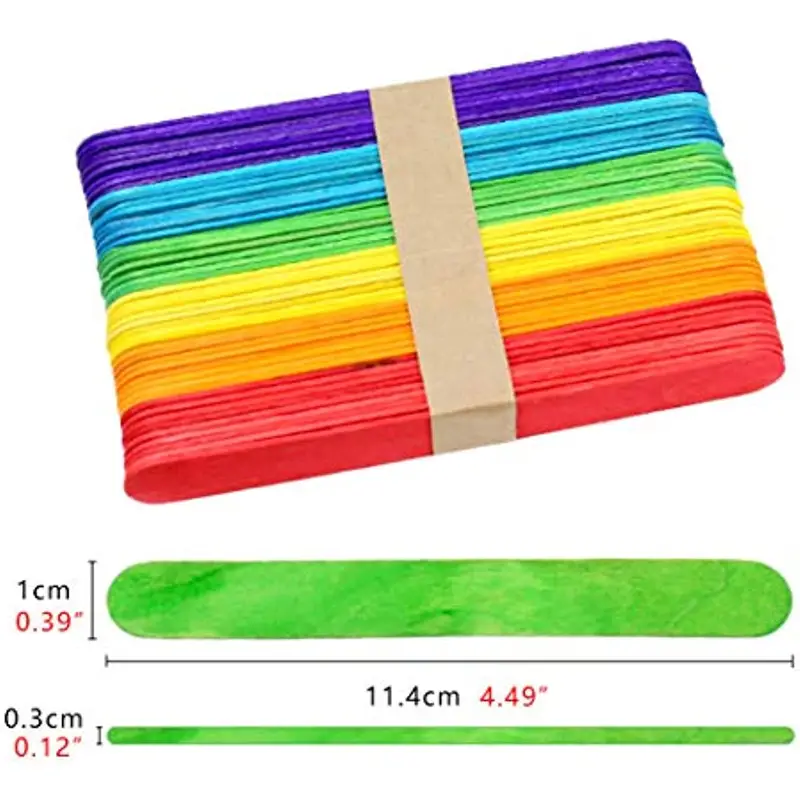 50pcs Colored Popsicle Sticks Natural Wood Craft Sticks Sticks Jumbo  Lollipop Sticks with Holes for Hand Craft Projects