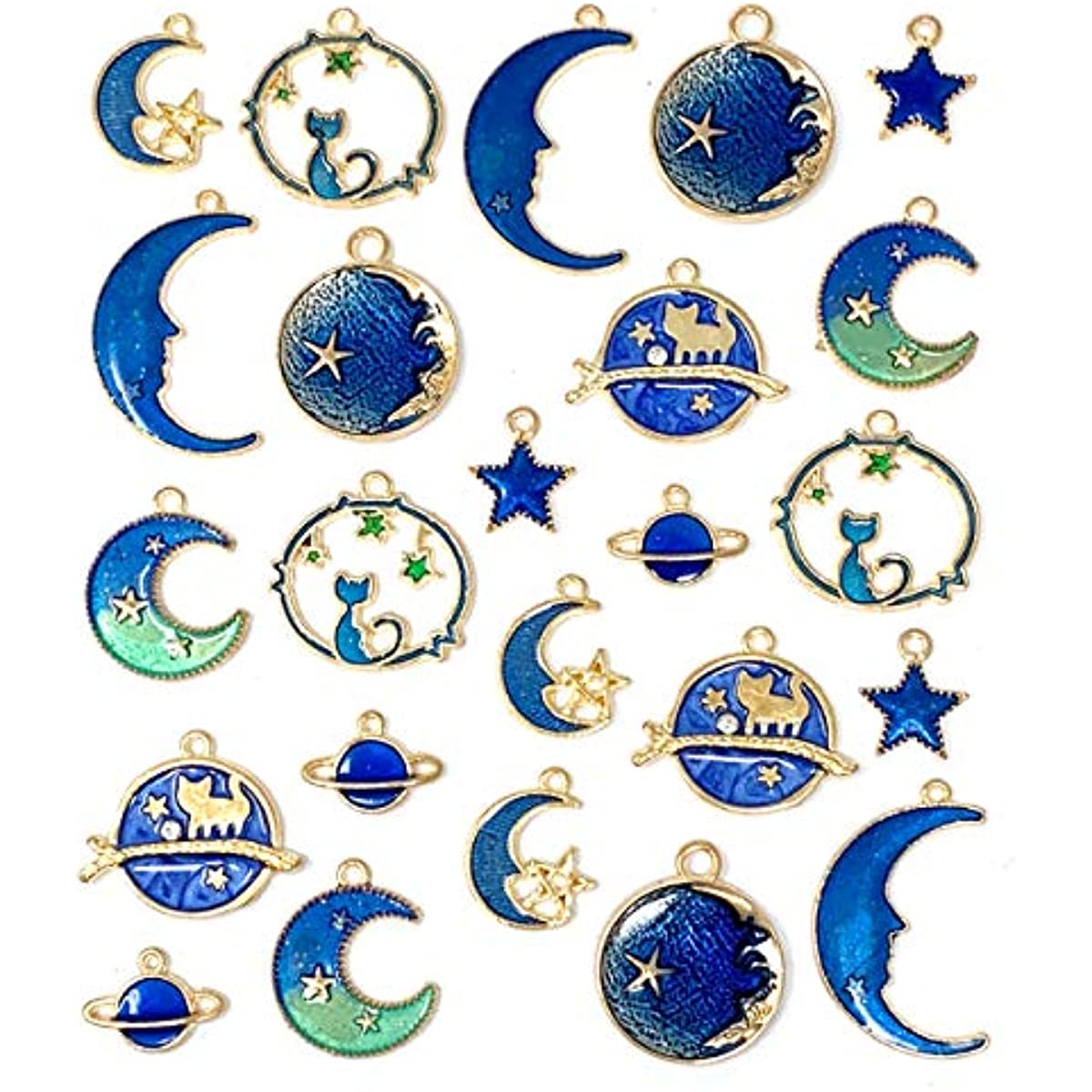 

24 Pcs Zinc Alloy Moon Star Charm Pendant Diy Earrings Necklace Bracelet Jewelry Making And Crafting