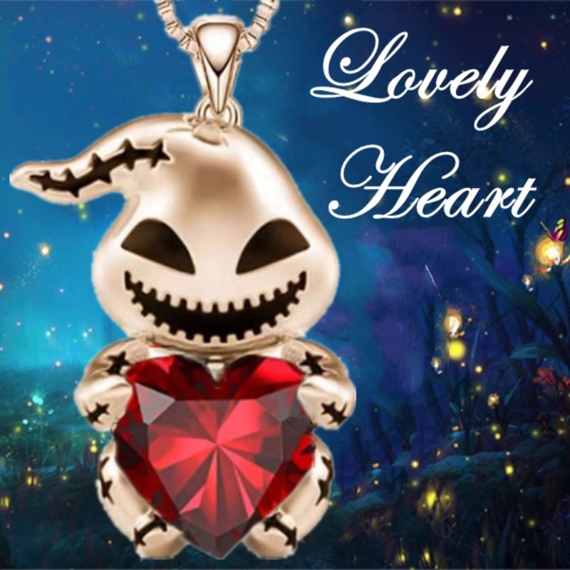 

Girls Ghost And Heart Pendant Necklace, Jewelry Gift For Kids Children Toddlers