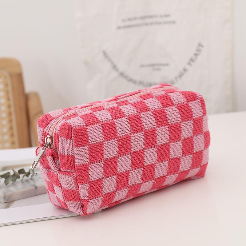 1pc Multi-Color Grid Travel Portable With Storage Makeup Bag For Women  Girls