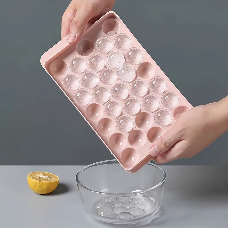 Round Ice Cube Tray with Lid - Ice Ball Maker Mold for Freezer, Mini Circle  Ice Cube Tray, Making 1 in 33PCS Sphere Ice