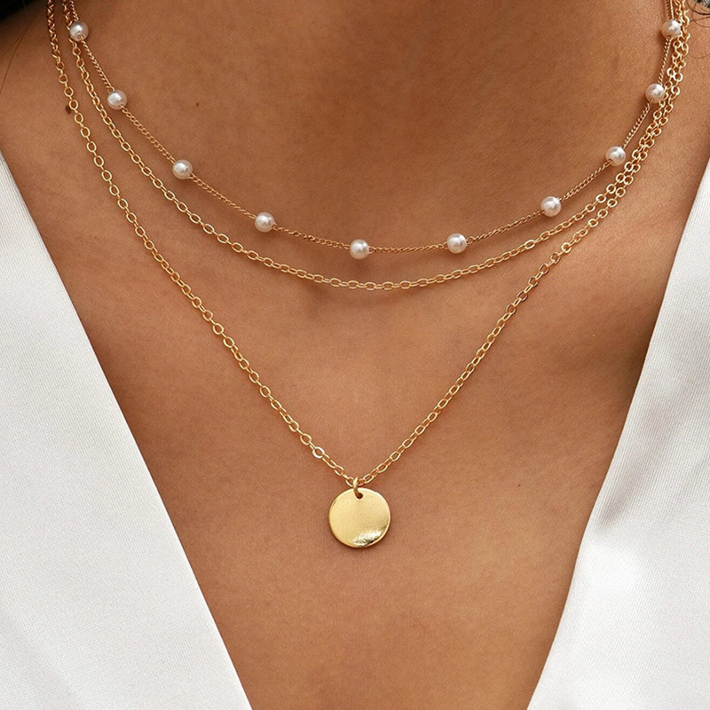 Exaggerated Collar For Women Unique Faux Pearl Short Necklace Collar  Accessories 14K Gold Plated Neck Jewelry