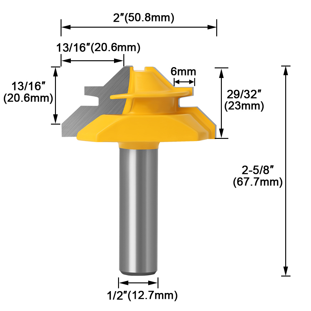 3pcs 8mm Tige 45 Degrs Lock Mitre Router Bit, Fraise Bois, Fraise Rainurer,  Tenon Joint Cutter Pour Outil De Coupe Du Bois Pour Machine De Gravure