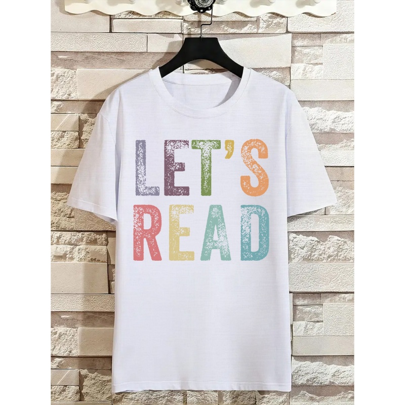 

For Crinkle Plus Size Men's T-shirt - Fashion Letters, Casual Round Neck, Polyester, Machine Washable, Plus Size