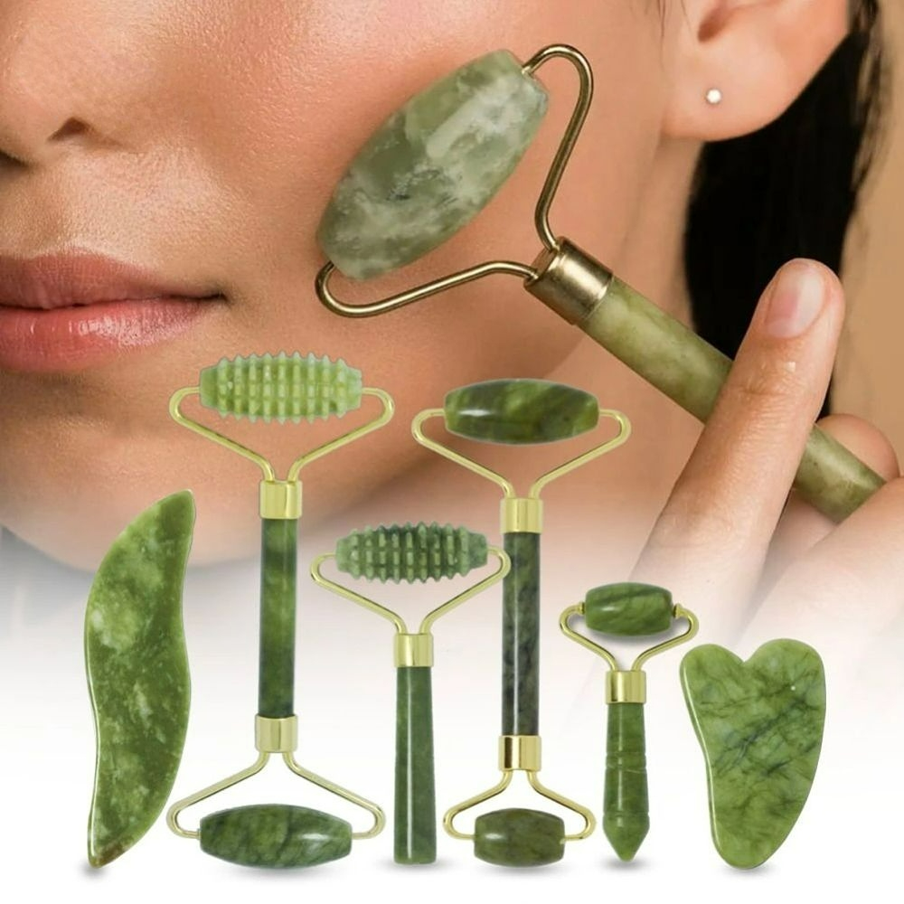 Facial Massage Kit Jade Roller and Gua Sha Scraper Set Anti Ageing Face  Massage