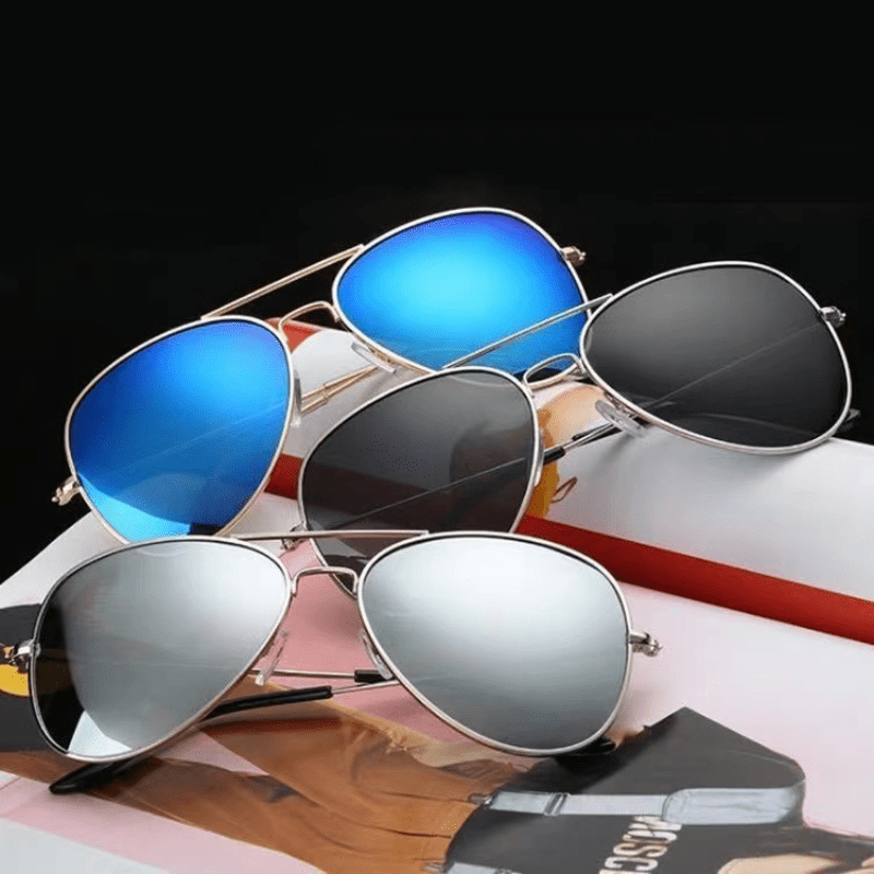 Classic Mirrored Pilot Reflective Metal Aviator Sunglasses