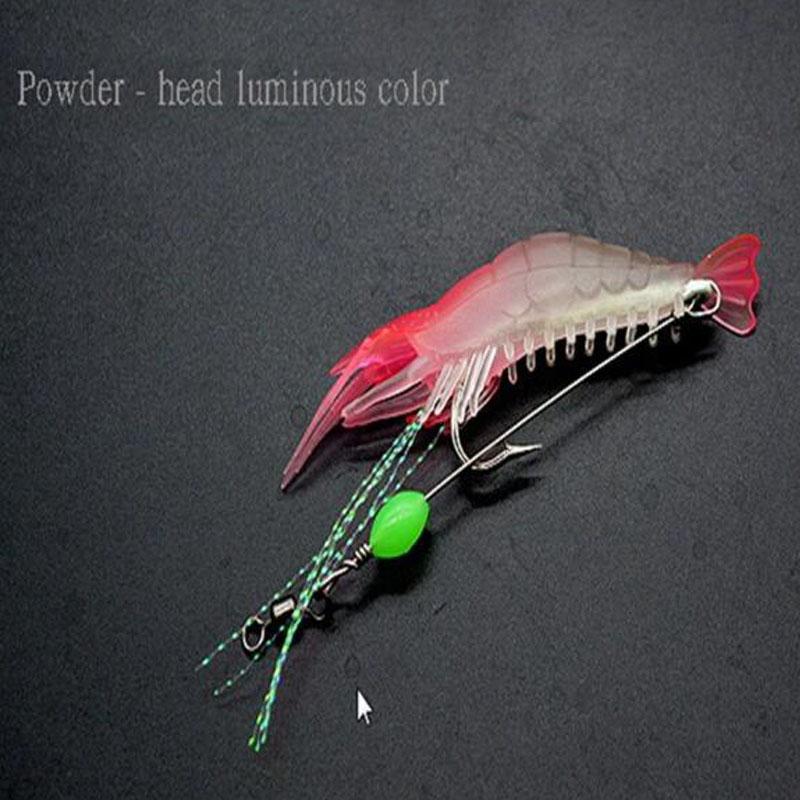 Cheap 7pcs 8cm 5g Luminous Fake Shrimp Soft Silicone Artificial Bait with  Bead Swivels hook for fishing Sabiki Rig Fishing Tackle Sea