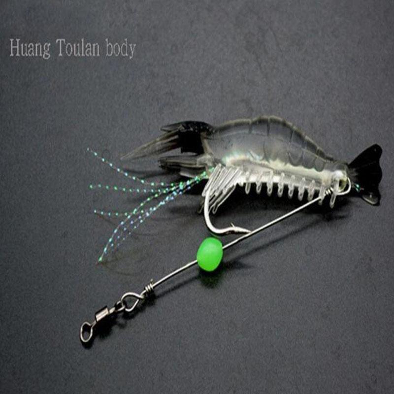 Cheap 7pcs 8cm 5g Luminous Fake Shrimp Soft Silicone Artificial Bait with  Bead Swivels hook for fishing Sabiki Rig Fishing Tackle Sea