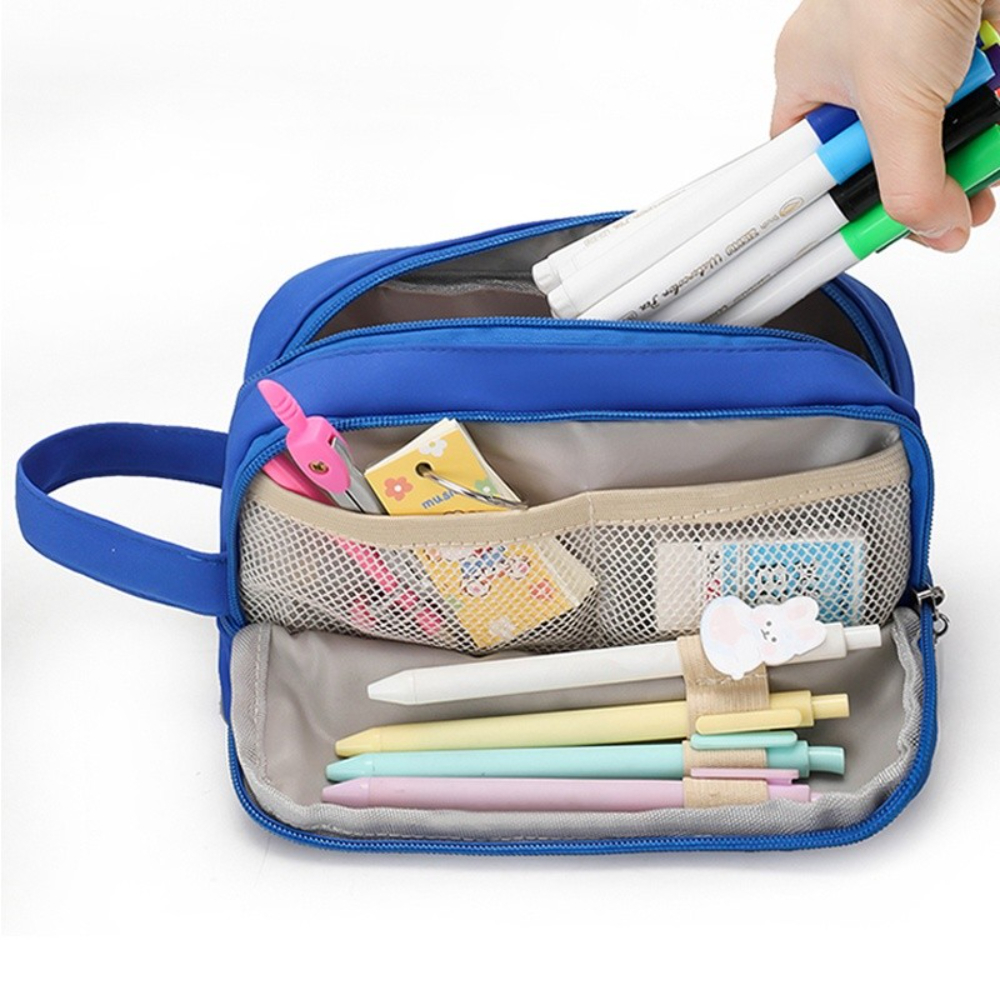 Big Capacity Pencil Case School Supplies,wide-opening Pencil Pouch Office  Supplies, Lightweight Spacious Makeup Bag Stationery Bag With Double Zipper