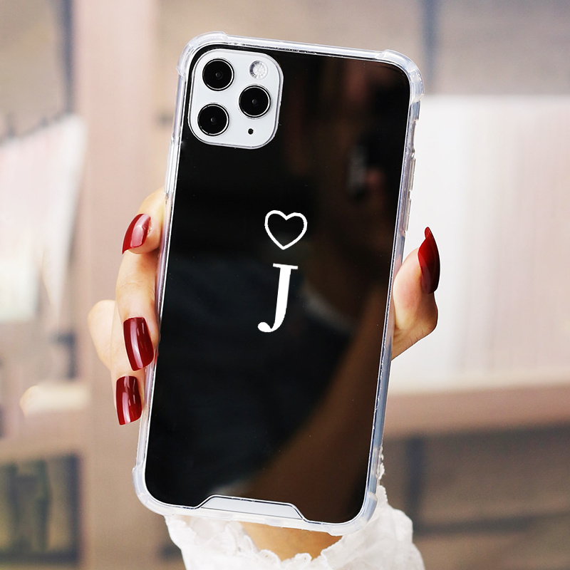 

Mirror Graphic Anti-fall Phone Case With Letter & Heart Design - Fits Iphone14/14plus/14pro/14pro Max, Iphone13/13mini/13pro/13pro Max, Iphone12/12mini/12pro/12pro Max, I