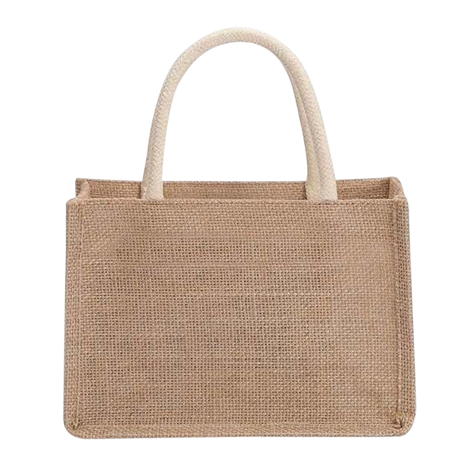 1pc Jute Tote Bags With Handle Burlap Tote Bags Blank Jute Beach Handbag Gift Bags With Handle Reusable Grocery Shopping Bag Multipurpose Storage Bag Ideal For Printing And Embroidery DIY