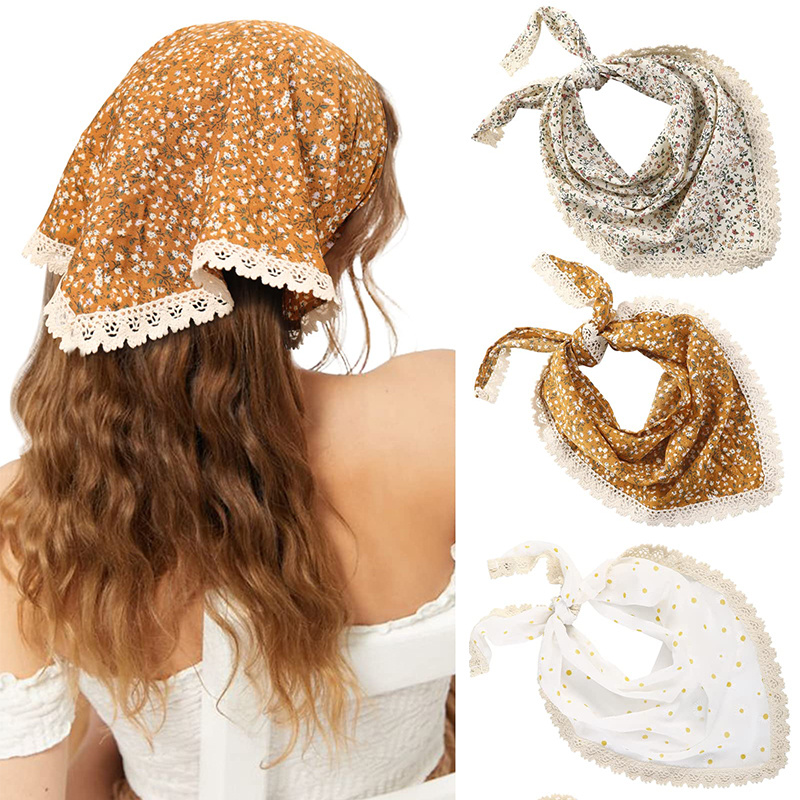 

Flower Printing Hair Scarf Hairband Elastic Triangle Bandana Kerchief Headwear Hair Accessories For Women