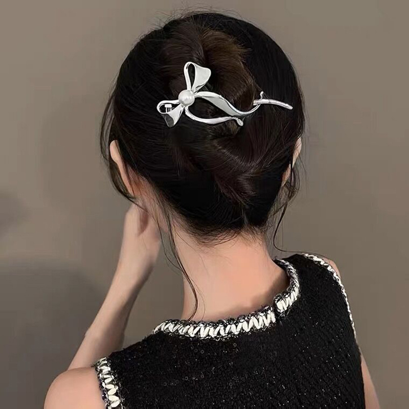 Pinza Pelo En Forma Lazo Elegante Lazo Perla Imitación - Temu