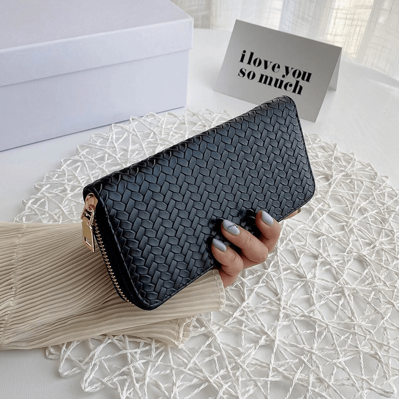 Classic Geometric Pattern Long Wallet, Large Capacity Zipper Around Coin  Purse, Elegant Clutch Purse - Temu Austria