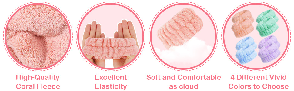  Zousen 8 toallas de muñeca, pulseras de microfibra para el  cuidado de la piel y el agua, para lavar la cara, brazos, toallas,  muñequeras para mujeres y niñas (2) : Productos