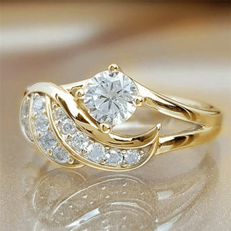 Angel Wing Design Zircon Decor Ring Exquisite Hollow Ring - Temu