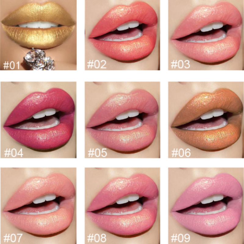 Lipsticks Shimmer Metallic Lipstick Waterproof Long Lasting Makeup Glow