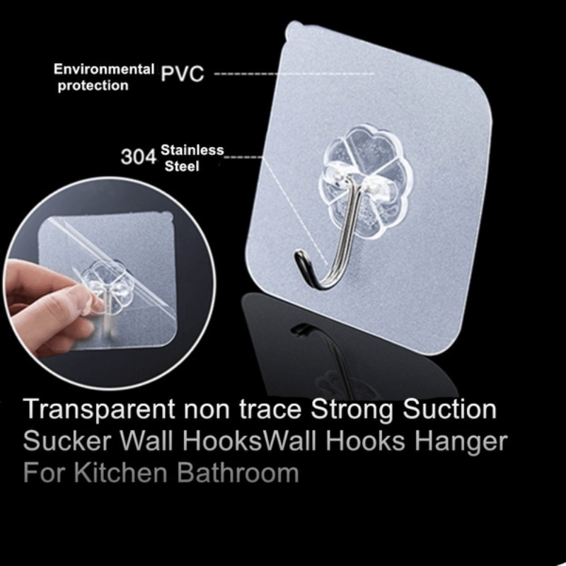 Strong Traceless Transparent Hook Sucker Wall Hooks Hanger Kitchen