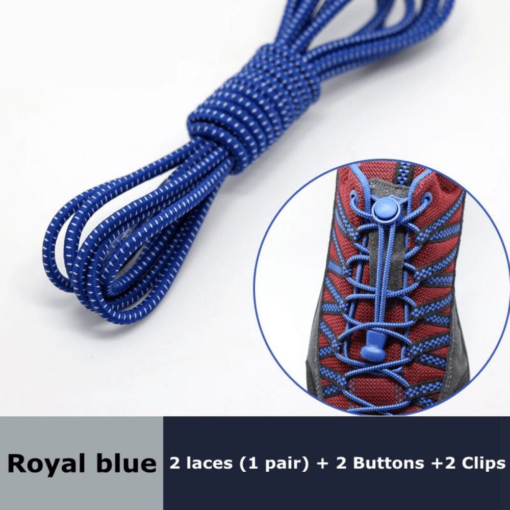 No-Tie Shoelaces  Royal Blue Round Laces
