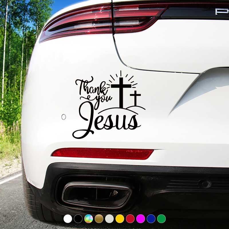 Thank You Jesus Car Decals 2 Pack Removable Bumper Stickers (9x4