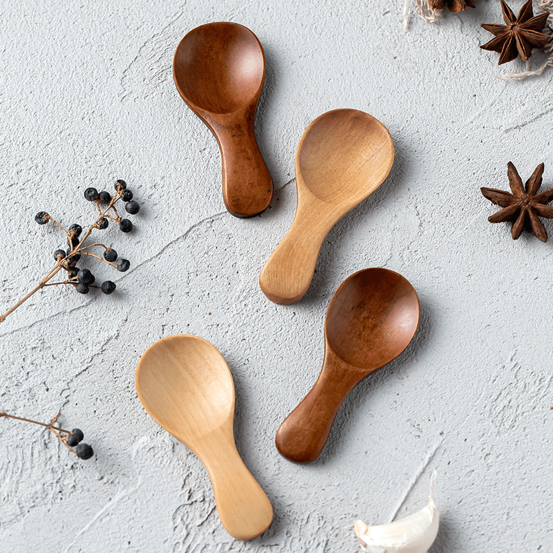 Spoon, Bamboo Cartoon Spoons, Spice Spoons, Cute Kitchen Measuring Spoons,  Tea Spoon, Coffee Spoons, Sugar Measuring Spoons, Small Wooden Spoons,  Short-handled Wooden Spoons For Milk Powder, Home Cooking Measurement Tools,  Kitchen Gadgets 