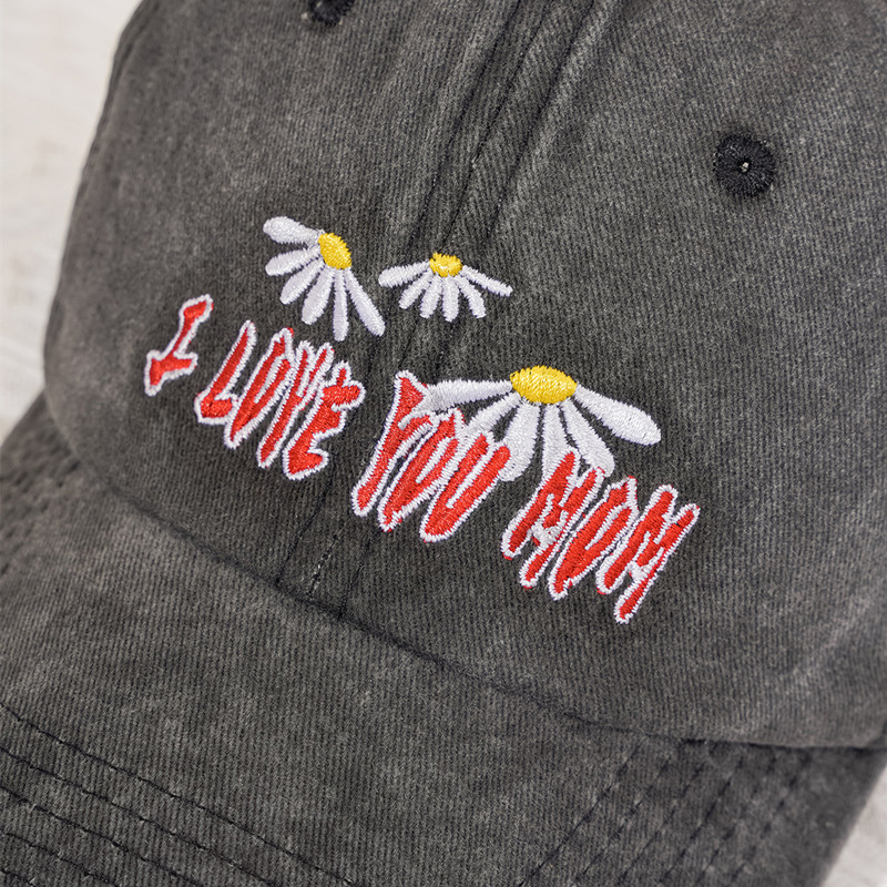 Letter Embroidery Baseball Cap Washed Cotton Cap Retro Peaked Sun Hat