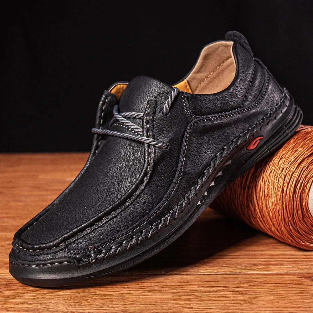 حذاء لوفر رجالي بألوان متنوعة ، حذاء كاجوال خفيف الوزن مخيط أحذية رجالية