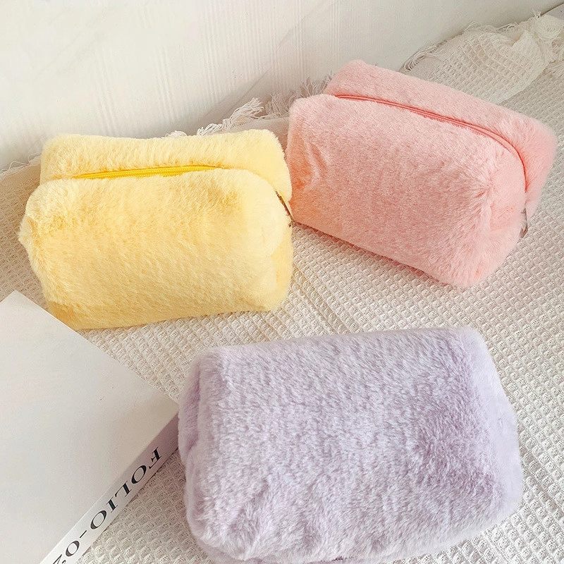 

[customer ] Soft & Fluffy Solid Color Makeup Bag - Formaldehyde-free Polyester, Travel & Organizing Cosmetics