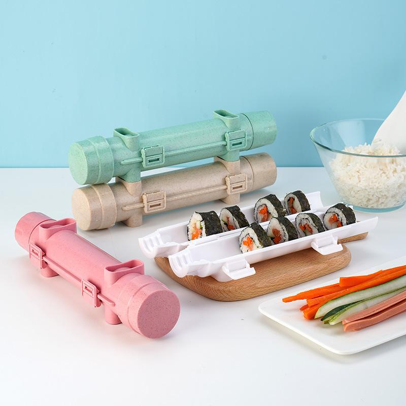 17pcs/set Sushi Bazooka Making Kit Rice Mold Non-Stick Vegetable Meat  Rolling Maker DIY Tool Natural Bamboo Mat Sauce Dishes
