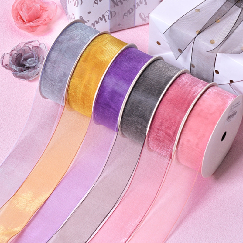 10 Yards/lot Sheer Chiffon Ribbon Organza Satin Ribbons for Gift Wrapping  Decoration Wedding Bouquets Party Wreath Lace Fabric