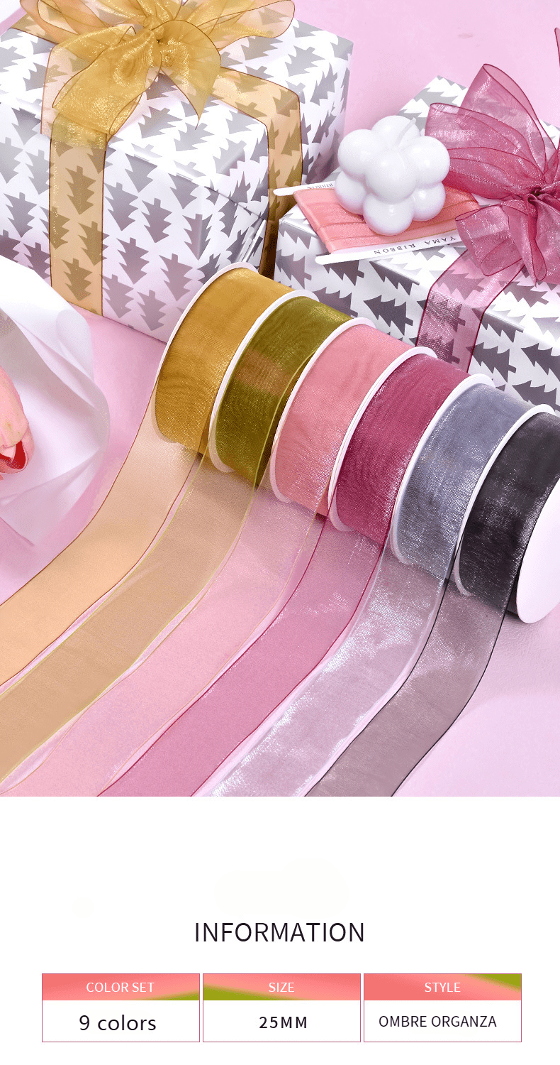 10 Yards Chiffon Ribbon Organza Satin Ribbon Transparent - Temu