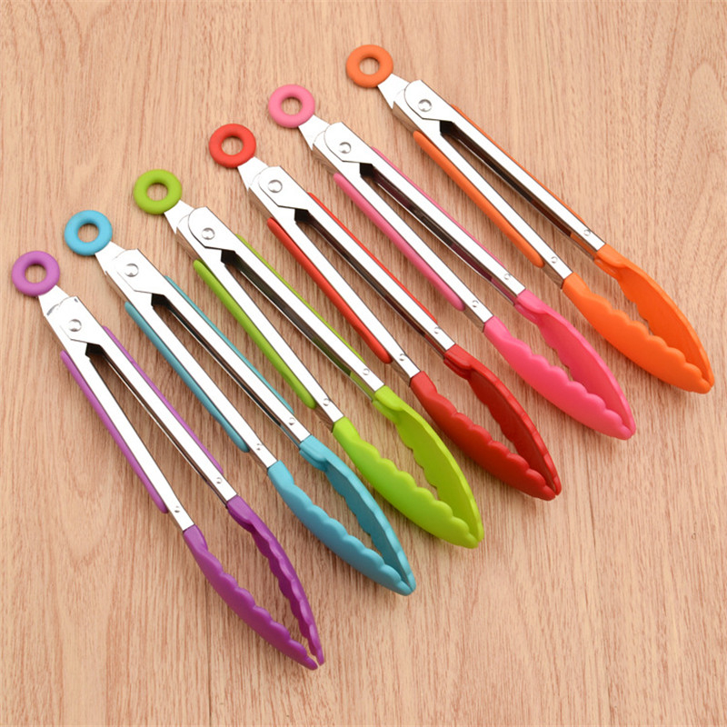 Food Tong Stainless Steel Kitchen Tongs Silicone Nylon Non-Slip Cooking  Clip Clamp BBQ Salad Tools Grill Kitchen Accessories