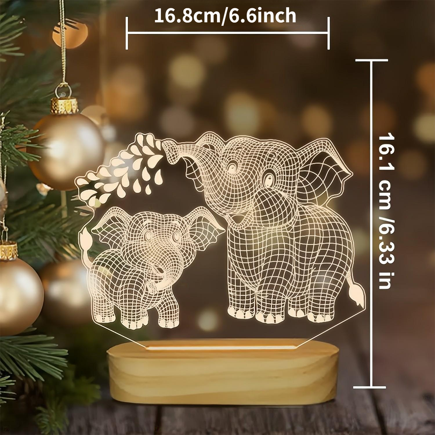 Veilleuse 3D en Bois Veilleuse LED de Noël，Cadeaux de Noël, Lampe