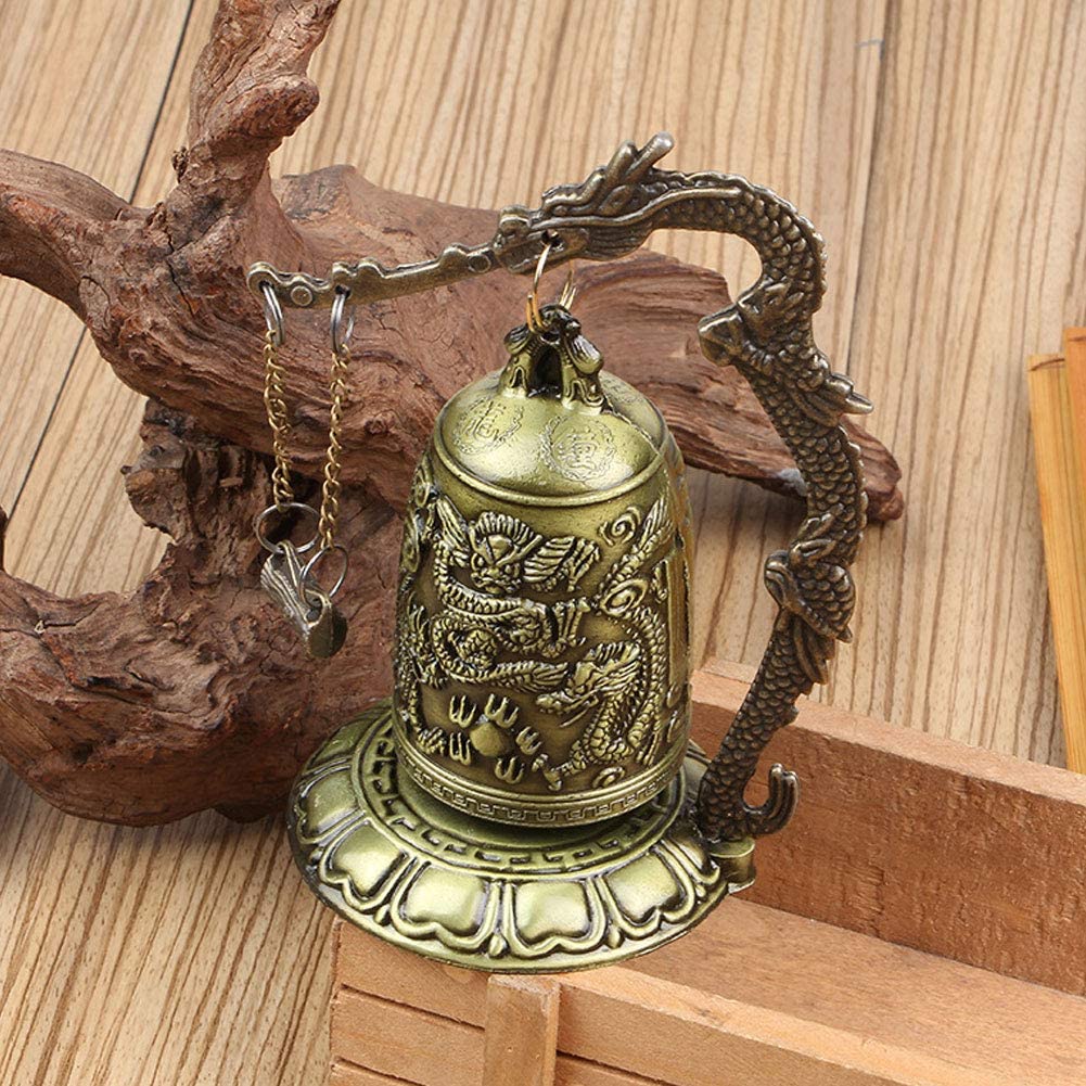 Feng Shui Bell Carved with Angel Pattern Vintage Bronze Bell Home
