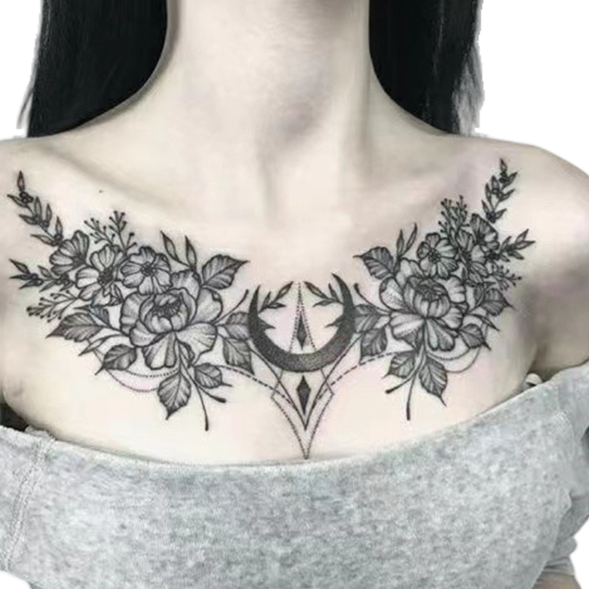 15 Days Chest Large Flower Tattoo Sticker Waterproof And Long-lasting Temporary Tattoo Sticker