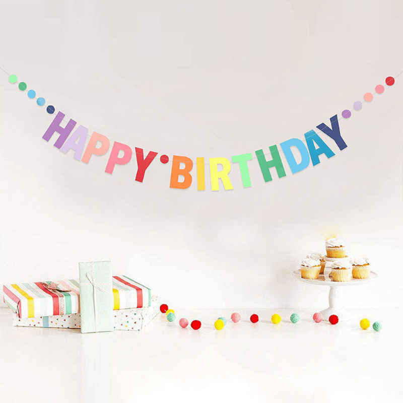 1pc, Rainbow Cardboard Banner, Gradient Color Birthday Letter Pull Flag,  Banner String Flag, Rainbow 1st Birthday Decorations, Photo Props, Home Room