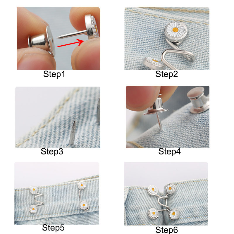 Detachable Buttons for Jeans,2 Sets Adjustable Waist Buckle