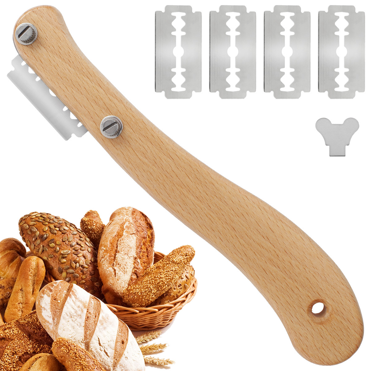 Bread Bakers Blade Lame Slashing Tool Dough Cutter Accessories with 4  Blades