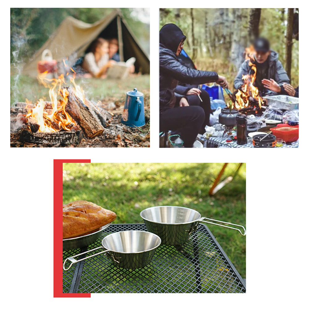 Vajilla individual de acero inoxidable Camping al aire libre Taza de agua  Juego de utensilios de cocina portátiles picnic utensilios de cocina